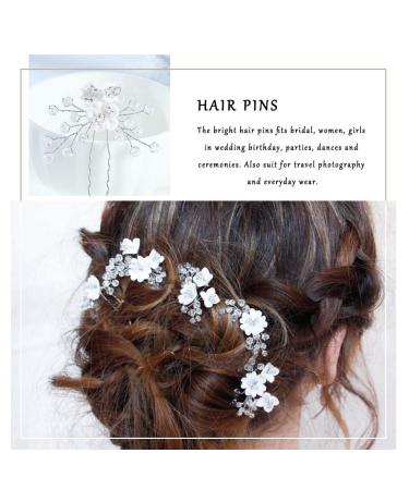Unicra Silver Rhinestone Bride Wedding Hair Pins - Pack of 5 | Bridal Hair Pieces Prom Clips for Women and Girls - Buy Online on GoSupps.com