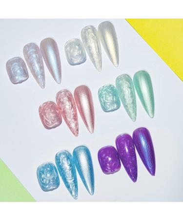 Mizhse Gel Nail Polish Set - 6 Pearl Effect Colors | White Shimmer UV Gel | 10ml UV/LED Soak Off Nail Polish - Buy Online on GoSupps.com