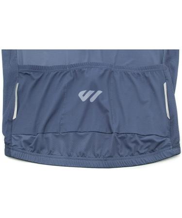 Lo.gas Cycling Jersey for Men | Short Sleeve Road Bike Jersey with Zipper & Pockets | Summer Breathable Grey Blue XL - Buy Online on GoSupps.com