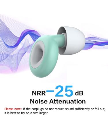 Silicone Noise Cancelling Ear Plugs for Sleep - Reusable Hearing Protection with 25dB Canceling Efficiency - 6 Ear Tips Included - Green - Buy Online on GoSupps.com