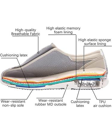QDCZDQ Women's Edema Diabetic Walking Shoes - Lightweight Breathable Adjustable Closure Sneakers for Elderly Swollen Feet & Plantar Fasciitis - Grey - Size 6.5 - Buy Online on GoSupps.com