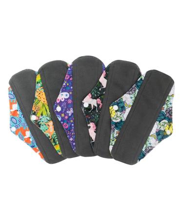 Women Sanitary Pads Incontinence Pad: 5pcs Overnight Long Liners with Wings Cotton Underwear Washable Period Diapers Mattress Reusable Panty