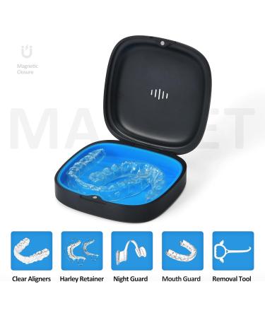 Gaboolo 2 Pack Retainer Case Slim Aligner Case with Vent Holes Removable Inner Tray Silicone for Easy Cleaning (2Pack Black Blue) - Buy Online on GoSupps.com