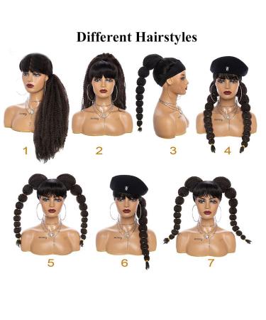 Oseti Long Black Braided Afro Puff Drawstring Ponytail Extension for Black Women - Kinky Curly Lantern Clip-In Hairpiece (1B) - Buy Online on GoSupps.com