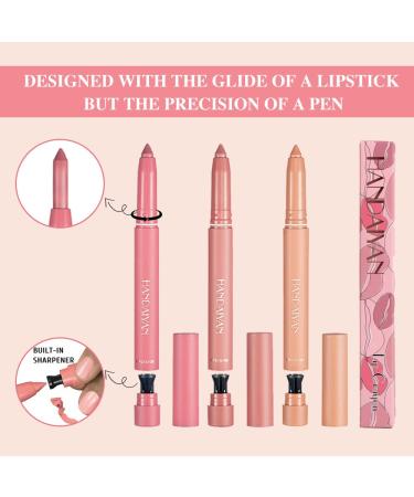 Waterproof Crayon Matte Nude Lipstick Lipliner Pack Set - 3 Colors | Longwear Moisture Smooth Matte Lipliner Pencil Collection with Built-in Sharpener - Buy Online on GoSupps.com