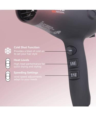 Infrared Hair Dryer - JINRI Professional 1875W Ionic Blow Dryer with Comb Diffuser & Concentrator for Fast Drying | International Shipping Available - Buy Online on GoSupps.com