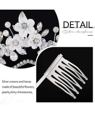 Zoestar Flower Wedding Tiaras and Crowns Silver Rhinestone Tiara Headband Pearl Leaf Princess Headwear Bridal Hair Accessories for Women - Buy Online on GoSupps.com