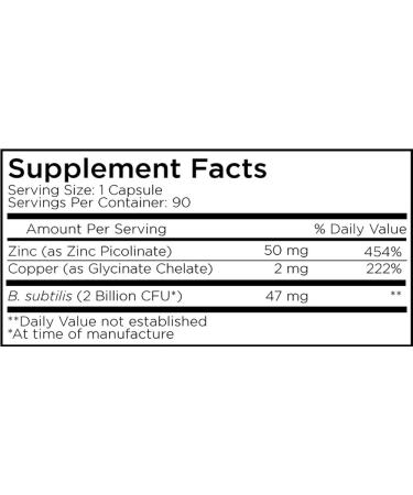 Zinc & Copper Supplement + Probiotics 3 Months Supply - 50mg Zinc Picolinate Pills - Essential Minerals, 2 Billion CFUs Probiotic - Vegan & Non-GMO - 90 Capsules - Buy Online on GoSupps.com