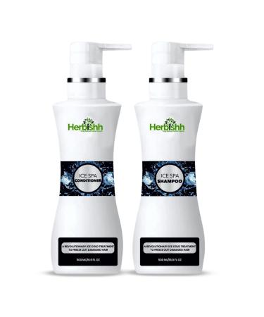 Herbishh Ice Spa Hair Shampoo & Conditioner Set - Natural Hair Shampoo for Itchy Scalp & Silky Smooth Hair - Nourishing Hair Care Shampoo & Conditioner with Vitamins & Nutrients