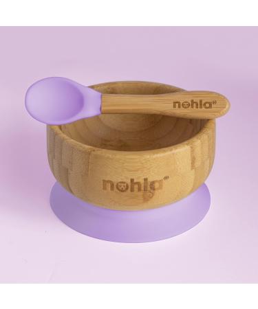 Nohla Bamboo Baby Suction Plate Bowl & Spoon Set | Secure Grip | Eco-Friendly BPA-Free | Lilac Color - Buy Online on GoSupps.com