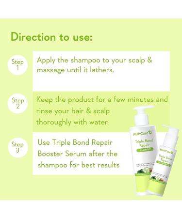 Wish. Care Triple Bond Repair Shampoo for Dry & Frizzy Hair - 5% AminoPeptide Complex & PCA - Repairs Damaged & Frizzy Hair 250ml - Buy Online on GoSupps.com