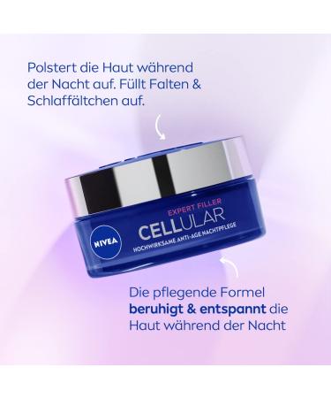 NIVEA Cellular Expert Filler Day & Night Care Cream - Anti-Aging Hyaluronic Acid & Folic Acid 50ml - Hydrating Replenishment & Anti-Wrinkle Treatment - Buy Online on GoSupps.com