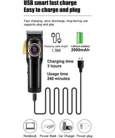 Professional Hair Clippers for Men - Cordless USB Rechargeable Trimmer with LED Smart Display - Buy Online on GoSupps.com