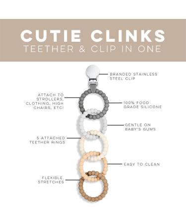 Silicon Bite Ring Baby Toys & Silicone Pacifier Clip - Safe Teething Toys for 3+ Months Toddlers (Gray) - Buy Online on GoSupps.com
