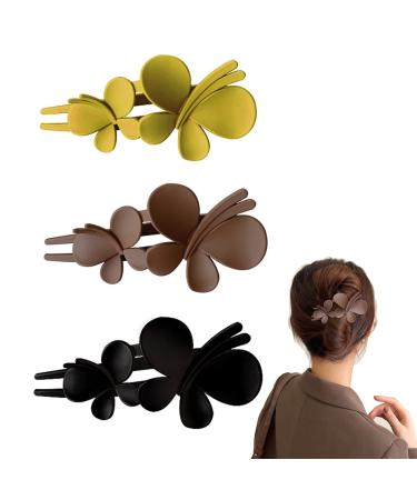 3 Pieces Matte Hair Claw Clips Styling Double Butterfly Duck Bill Clips Non-slip Hair Barrettes for Women Girls Thick Hair Elegant Strong Hair Jaw Clips for Headwear (double butterfly)