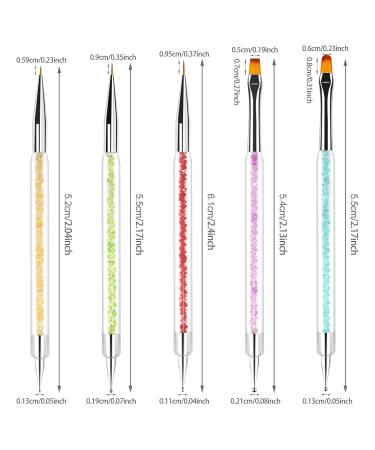 Sularpek Nail Art Brushes 5 Pcs Double-Ended Kit - Nail Art Point Drill Drawing Brush Pen, UV Gel Brush for Design & Detailing - Buy Online on GoSupps.com