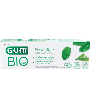 Gum Bio Toothpaste - Vegan & Bio-Certified | 99% Natural Peppermint & Aloe Vera | Fluoride Protection Gluten & Lactose-Free | Buy 2 x 75ml Get 1 Free! - Buy Online on GoSupps.com