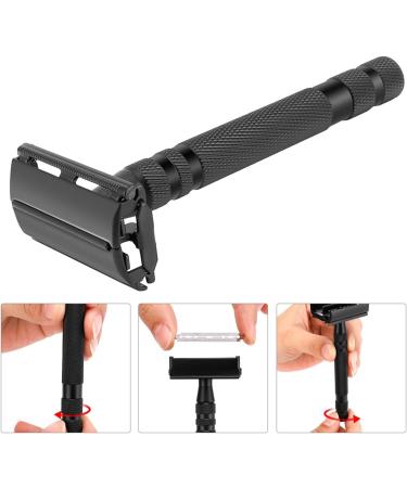 SANWA Mysterious Black 4 inch Long Handle Butterfly Open Double Edge Safety Razors with 10 pcs Super Stainless Shaving Razor Blades - Buy Online on GoSupps.com