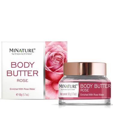 minature Body Butter - 50g (1.7oz) | Enriched with Rose | Formulated with Shea Butter Cocoa butter Mango Butter | Non-Greasy Moisturizer Lotion | Vegan Cruelty-Free-Made in India