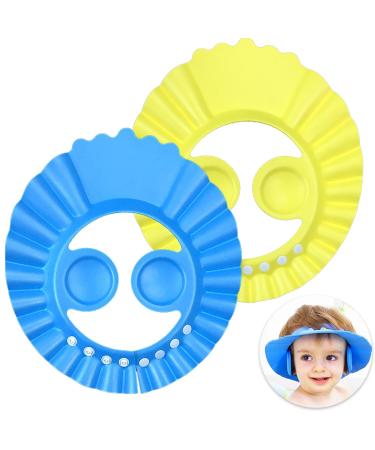 2 Pcs Baby Waterproof Bath Cap Children Shampoo Cap Adjustable Baby Bath Visor Soft Baby Bath Visor Kid Shampoo Cap Kids Hair Washing Shield Baby Shower Cap Shield for Baby Kids(2 Colors)