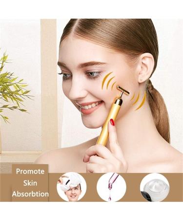 Beauty Bar Gold Facial Massager | Electric T-Shape Tool for Face Lifting and Firming | Anti-Wrinkles Skin Tightening | Gold - Buy Online on GoSupps.com