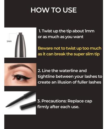 SELFBEAUTY Ultra Slim Waterproof Gel Eyeliner Pencil - Matte Black | Long Lasting & Smudge Proof Retractable Eye Makeup Pencil for Women - Buy Online on GoSupps.com