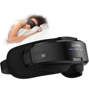 RENPHO FSA HSA Eligible Eye Massager 2-in-1 Eyeris Shift Eye Massager with 3 Pressures 3 Heats 3 Timers Temple/Head Massager with a Bluetooth Sleep Mask for Eye Strain Relief Birthday Gifts Black
