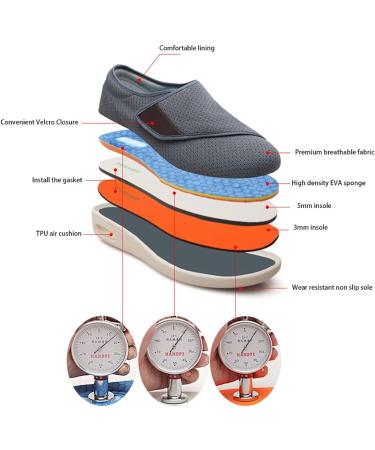Memory Foam Diabetic Slippers for Women | Adjustable Wide House Shoes for Arthritis and Swollen Feet | Non-Slip Edema Slipper - Blue - Size 8 - Buy Online on GoSupps.com