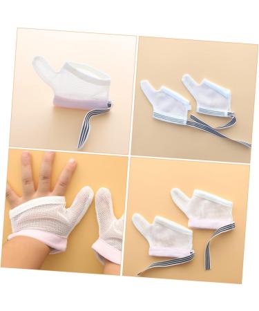 GLSTOY Anti-Eating Gloves 2 Pairs for Kids - Thumb Protector to Stop Nail Biting - Breathable Nylon Mittens for Infant Fingers - Pink/Black - Buy Online on GoSupps.com