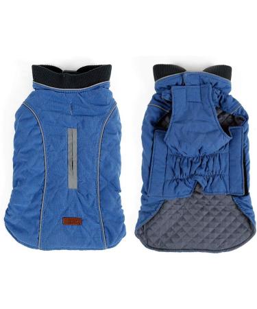 Komate Winter Dog Jacket Coat | Reflective Stripes | Harness Leash Hole | Blue | XS (Chest 34-38cm) - Buy Online on GoSupps.com