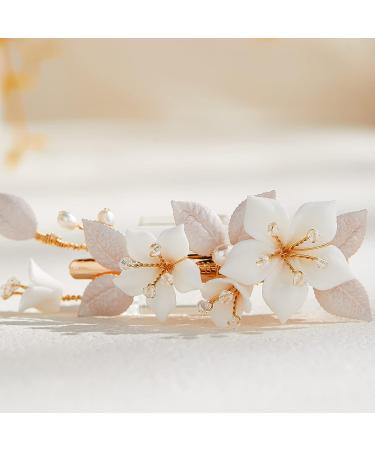 AW BRIDAL Gold Flower Hair Clip Wedding Hair Comb Barrette - Bridal Hair Accessories for Women & Girls - Buy Online on GoSupps.com
