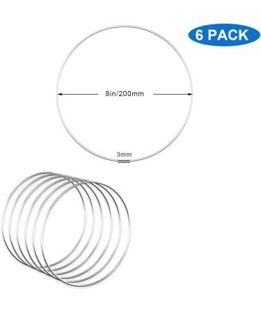Worown 6pcs 8 Inch Floral Wreath Hoops  Silver Metal Rings for Making Wedding Wreath Decor and Wall Hanging Craft 8 Inch Silver - Buy Online on GoSupps.com