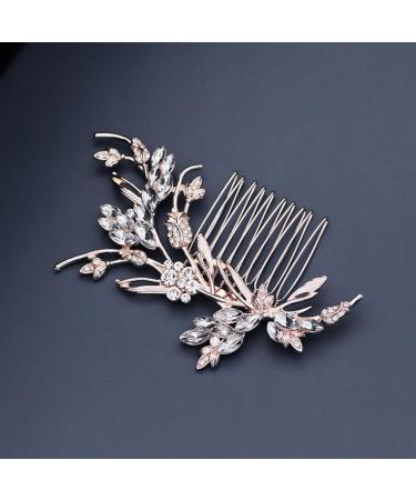 Ipetboom 1 Pc Hair Side Combs Flower Crystal Bride Wedding Hair Comb Hair Accessories Gold Rhinestone Hair Comb Clips with Teeth Combs for Wedding (Golden) - Buy Online on GoSupps.com