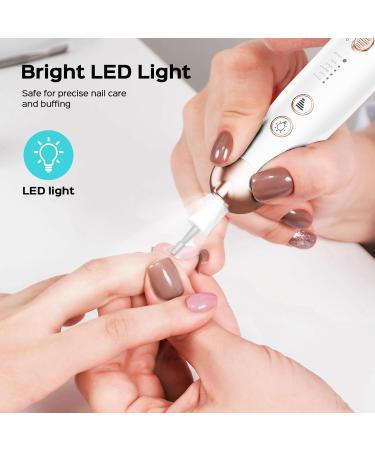 COSLUS 5 in 1 Professional Manicure Pedicure Kit | Electric Nail File Set & Toenail Grinder - 5 Speed Cordless Nail Drill for Thick Nails Cuticles & More for Women Men Baby & Pets - Bright White - Buy Online on GoSupps.com