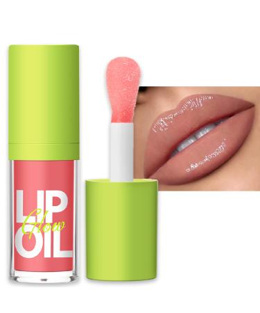 Plumping Lip Oil Lip Gloss Crystal Jelly Lip Care Oil Moisturizing Lip Gloss Long Lasting Lip Balm Liquid Lipsticks High-Shine Plumps Hydrating Nourishing Smooth lightweight Texture (2#)