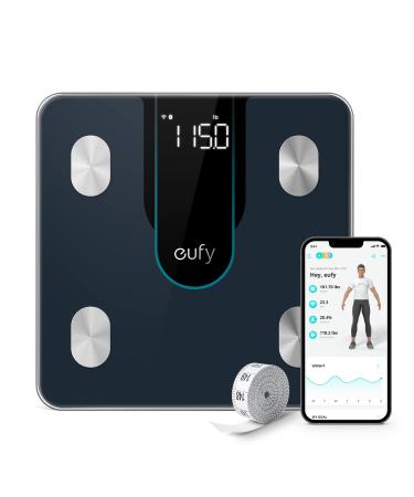 eufy Smart Scale P2, Digital Bathroom Scale with Wi-Fi, Bluetooth, 15 Measurements Including Weight, Body Fat, BMI, Muscle & Bone Mass, 3D Virtual Body Mod, 50 g/0.1 lb High Accuracy, IPX5 Waterproof P2 Black