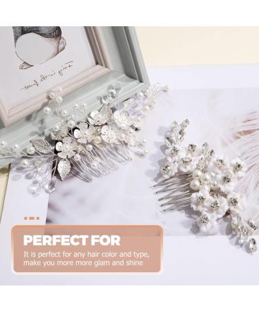 Housoutil Bridal Comb Wedding Hair Comb Hair Accessories for Girls Flower Hair Clip Wedding Ceremony Decorations Tiara White Pearl Bride Flower Head Color-preserving Copper Wire - Buy Online on GoSupps.com