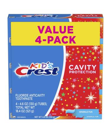 Crest Kids Cavity Protection Toothpaste Sparkle Fun Flavor 4.6 oz 4 Pack Sparkle Fun 4.6 Ounce (Pack of 4)