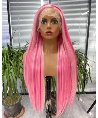 Vebonny 26 Inch Light Pink Lace Front Wig - Synthetic Mixed Baby Hair for Fashion & Cosplay - Buy Online on GoSupps.com