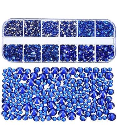 iFutniew Flat Back Gems Round Crystal Rhinestones with Tweezer and Picking Pen for Crafts Nail Art DIY Blue - Buy Online on GoSupps.com