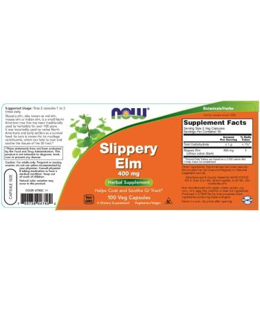 Buy Slippery Elm 400mg - 100 Capsules | High-Quality Herbal Supplement for Digestive Health | International Shipping Available - Buy Online on GoSupps.com
