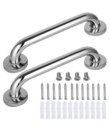 Harrianna 2 Pack Shower Grab Bar Chrome Stainless Steel Bathroom Grab Bar Shower Handle Bath Handle Grab Bars Senior for Bathroom - Handicap Elderly Injury Senior Assist Bath Handle(12 Inch) 12inch