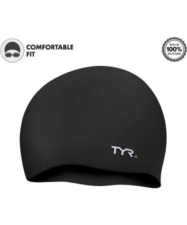 TYR Adult Black Silicone Swim Cap - Wrinkle Free | Top Quality - Buy Online on GoSupps.com