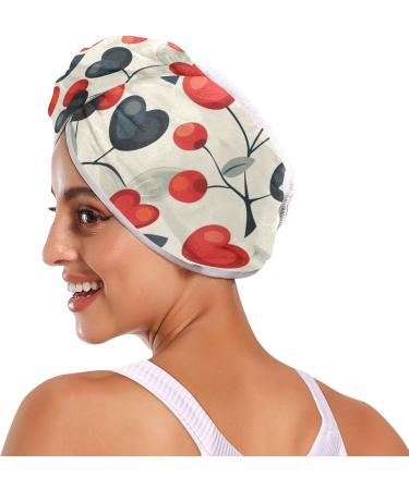 Red Black Heart Leaf Hair Towel 2 Pack | Super Absorbent Quick Dry Hair Turban for Women & Girls - Buy Online on GoSupps.com