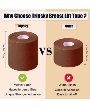XL Breast Lift Tape for A-G(DD) Cup Brown - BoobTape for Large Breasts, Body & Athletic Support with Nipple Cover - Booby Tape Solution - Buy Online on GoSupps.com