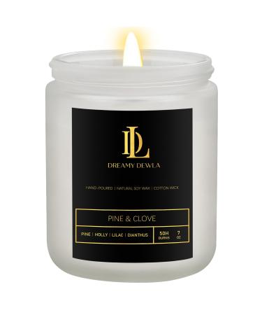 Pine & Clove Scented Candles for Home Candles Gift for Women Men Aromatherapy Candles for Home Scented Soy Candles White Jar