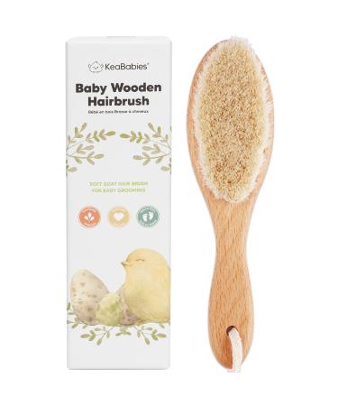 Baby Hair Brush - Baby Brush with Soft Goat Bristles - Cradle Cap Brush - Perfect Scalp Grooming Product for Infant, Toddler, Kids (Walnut, Oval) Walnut Oval