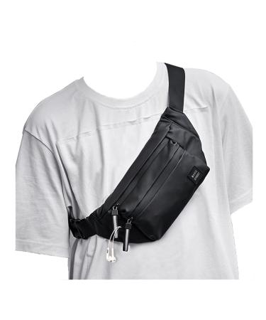 Black Fanny Pack for Men Women Fashionable Crossbody Waist Bag Pack with 4-Zipper Pockets Adjustable Strap Waterproof Anti-theft Mens Fanny Pack Belt Bag for Travel Hiking Running - Nylon A1-Black