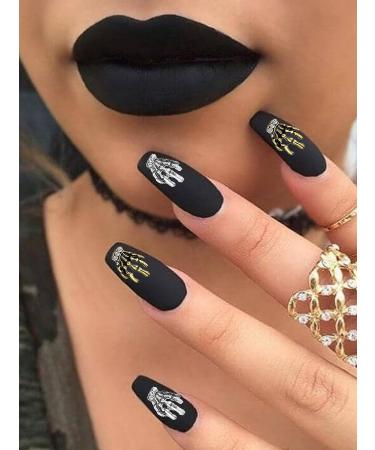 60 Pcs 3D Halloween Nail Art Charms with Skull Spider & Rhinestones - Vintage Skeleton Hand Alloy Nail Jewelry Decoration in Gold & Silver for DIY Nail Crafts - Pattern 1 - Buy Online on GoSupps.com