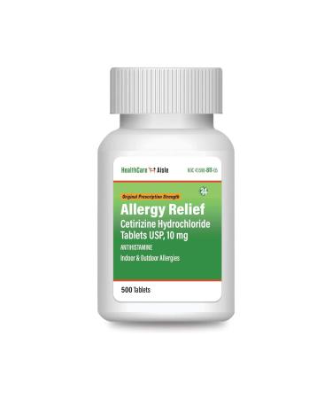 GoodSense Omeprazole 20mg 42 Count and HealthCareAisle Cetirizine Hydrochloride 10mg 500 Tablets Allergy and Heartburn Relief